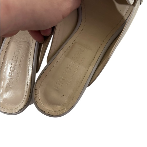 Napoleoni gray Leather Mule Heels w/ Rhinestone Chain Made in Italy Size 38 - Picture 10 of 10